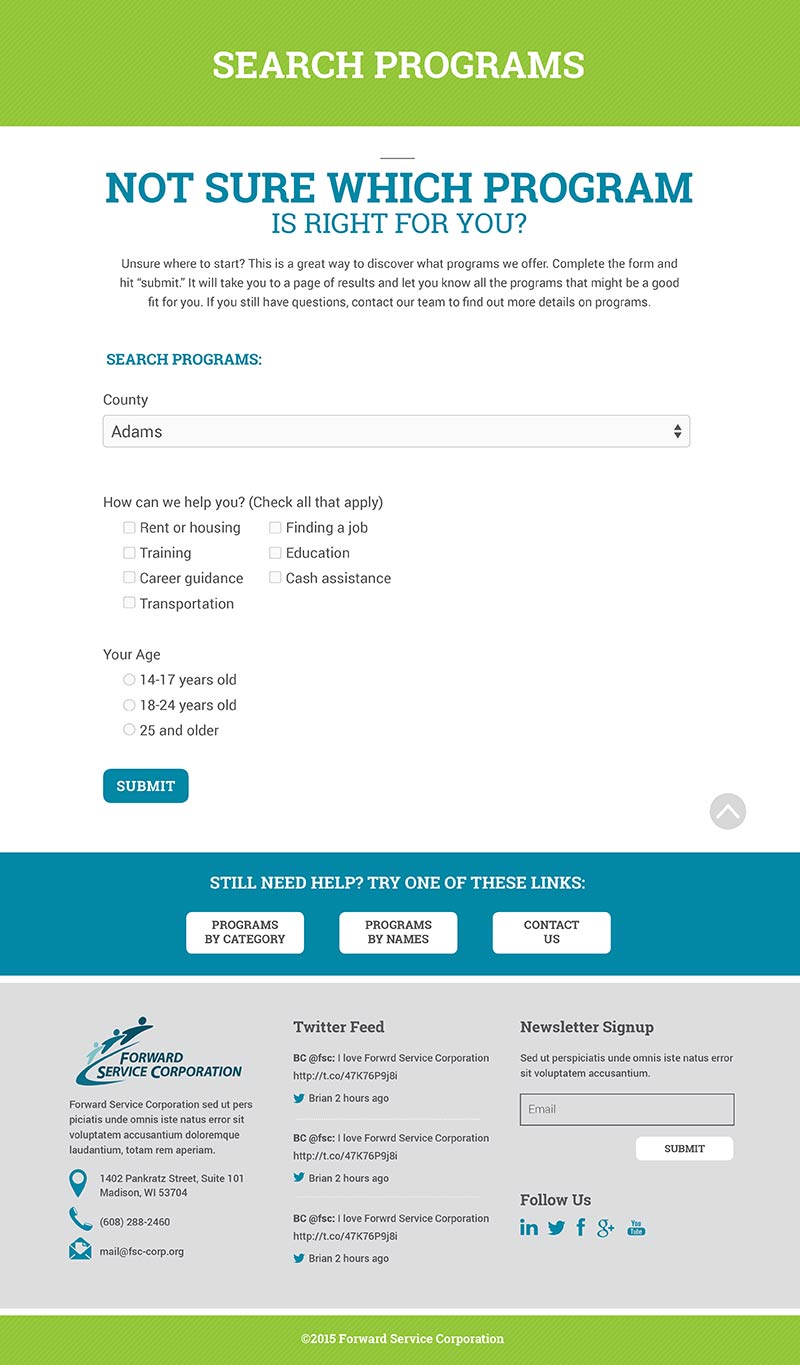 Forward Service Corporation Website Search Form